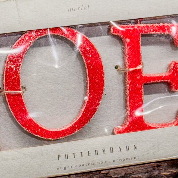 Pottery Barn NOEL Merlot Sugar Coated Christmas Letter Ornaments, Original Box - Picture 4 of 10